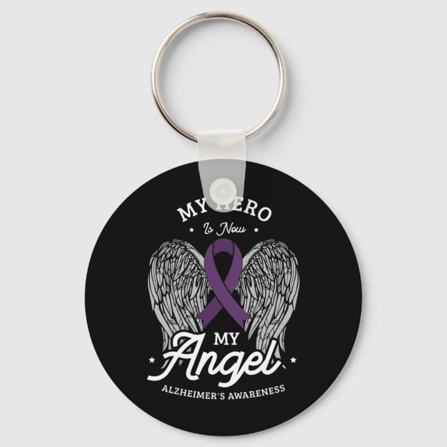 Porte-clés Mon héros est maintenant la conscience d'Alzheimer (Recto)