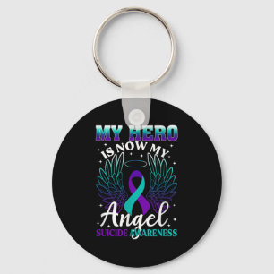 Porte-clés Mon héros est maintenant mon ange Suicide Turquois