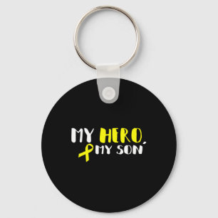 Porte-clés Mon Héros Mon Fils - Gold Ruban Cancer de l'Enfanc