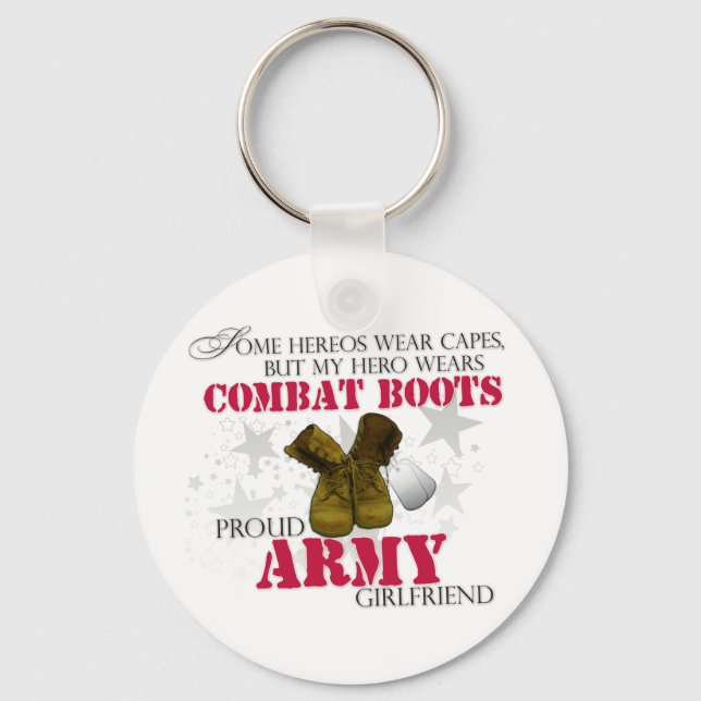 Porte-clés Mon héros porte des bottes de combat - Militaire (Recto)