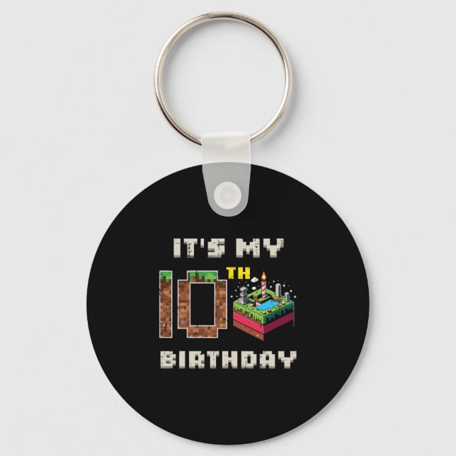 Porte-clés Mon jeu pixel de 10 ans d'anniversaire 10 Gâteau G (Recto)