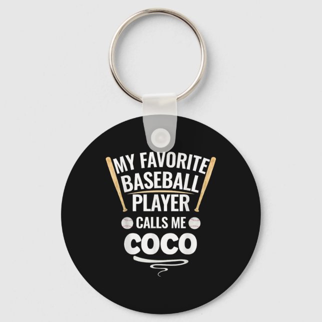 Porte-clés Mon Joueur De Baseball Préféré M'Appelle Coco (Recto)