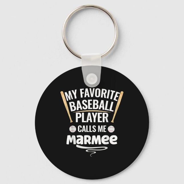 Porte-clés Mon Joueur De Baseball Préféré M'Appelle Marmee (Recto)