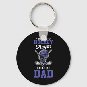 Porte-clés Mon joueur de hockey préféré m'appelle Papa Hockey