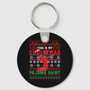 Porte-clés Mon Joueur de volley-ball en pyjama de Noël