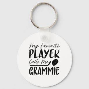 Porte-clés Mon joueur préféré m'appelle Grammie Hockey Player