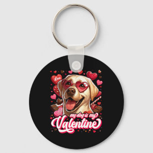 Porte-clés Mon Labrador est mon tee de la Saint-Valentin tenu