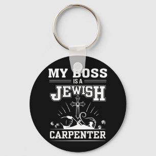 Porte-clés Mon patron est foi juive de Jésus de charpentier