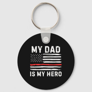 Porte-clés Mon père est mon héros pompier Red Line American F