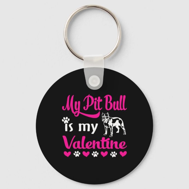 Porte-clés Mon Pitbull est mon Valentin (Recto)