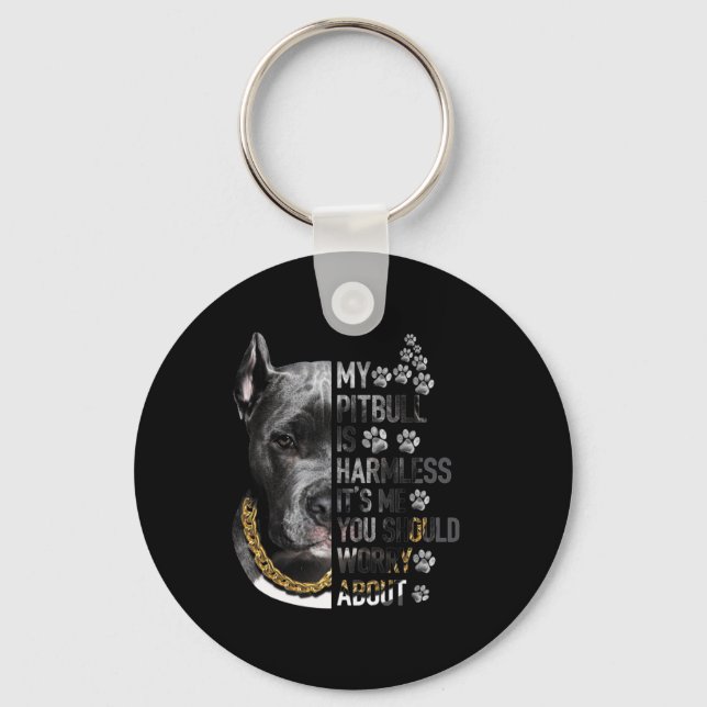 Porte-clés Mon Pitbull est sans danger C'est moi que tu devra (Recto)