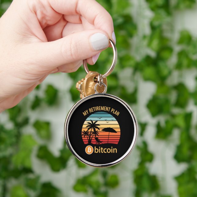 Porte-clés Mon Plan De Retraite Bitcoin Plage Coucher De Sole (Main)