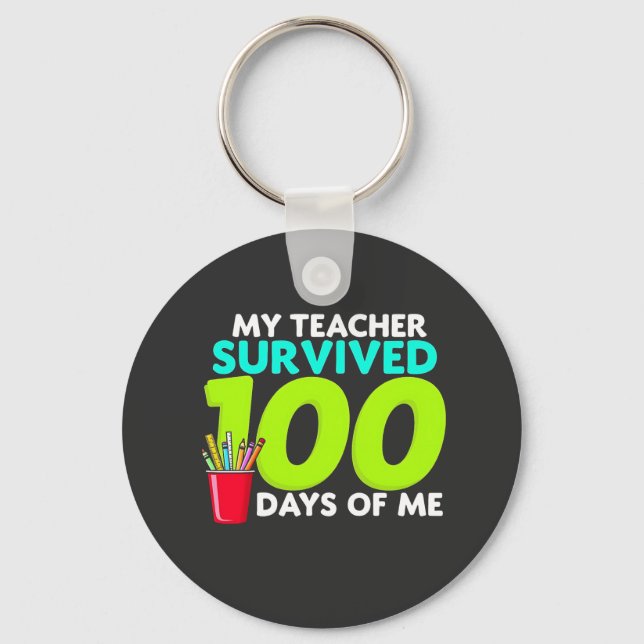 Porte-clés "Mon professeur a survécu 100 jours de moi (Recto)