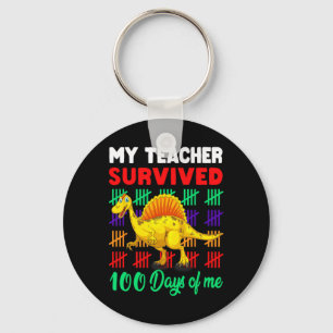 Porte-clés Mon professeur a survécu 100 jours de moi Dinosaur