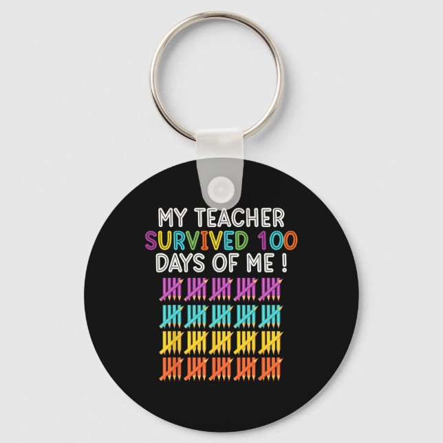 Porte-clés Mon professeur a survécu 100 jours de moi école am (Recto)