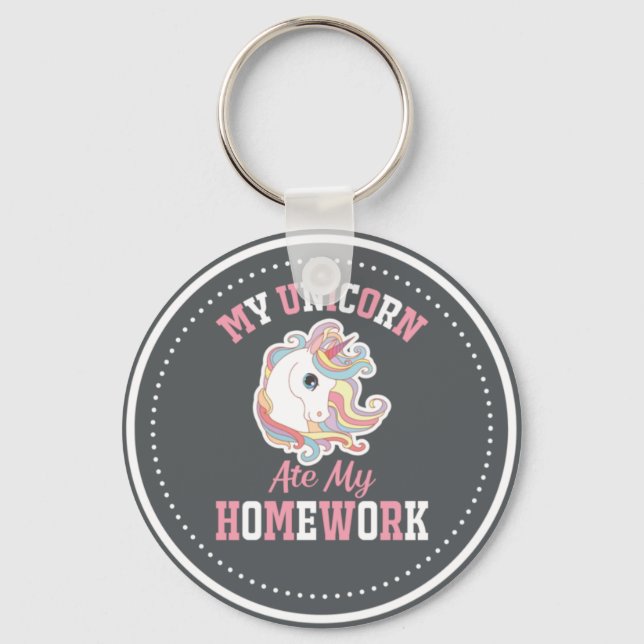 Porte-clés Mon Unicorne A Mangé Mes Devoirs (Recto)