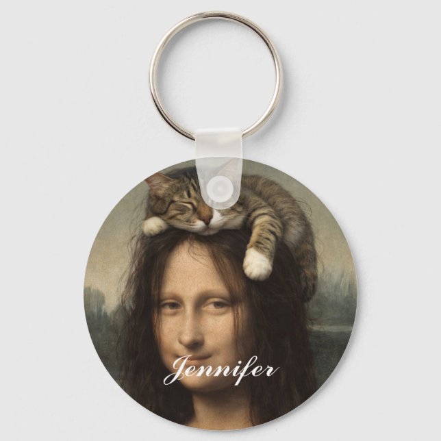 Porte-clés Mona Lisa avec chat endormi (Recto)