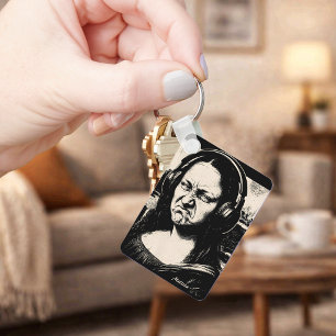 Porte-clés Mona Lisa Bass Face Amateurs de Musique Drôles DJs