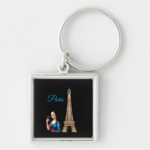PORTE-CLÉS MONA LISA PRENANT UN SELFIE SURREAL RETRO