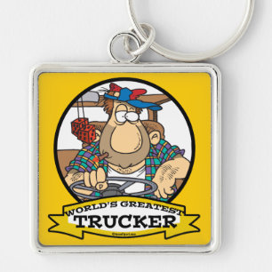 PORTE-CLÉS MONDE LE PLUS GRAND TRUCKER HOMME CARTOON