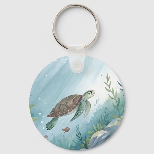 Porte-clés Monde sous-marin avec tortue (Recto)