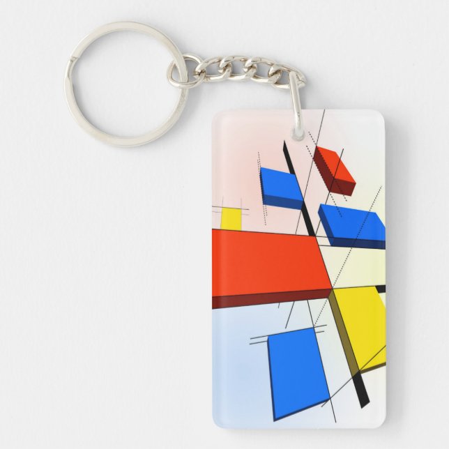 Porte-clés Mondrian a inspiré 3D (Devant)