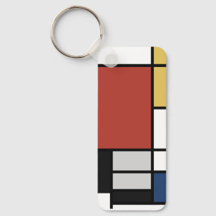 Porte-clés Mondrian Peinture Rouge Plane Jaune Noir Gris Bleu