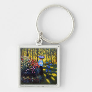 Porte-clés Monet Woman avec un parasol dans le jardin