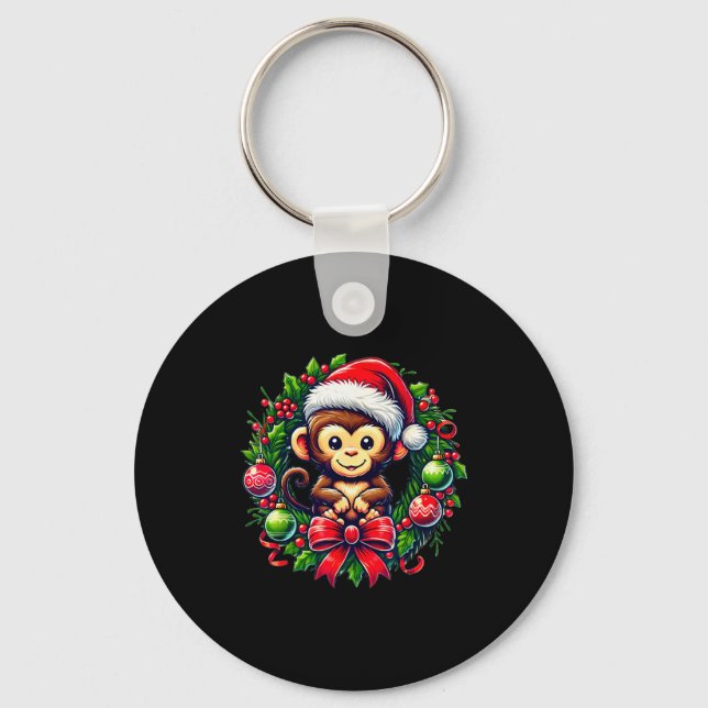 Porte-clés Monkey Santa Hat Christmas Xmas  (Recto)