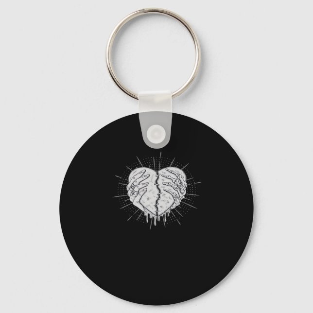 Porte-clés Monochrome Squelette Main Avec Coeur Classique (Recto)