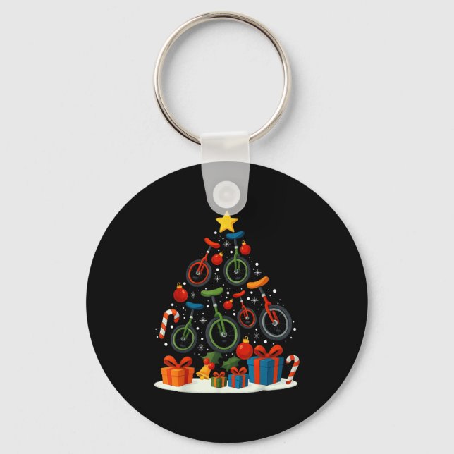 Porte-clés Monocyclisme monocycle sapin de Noël Xmas  (Recto)