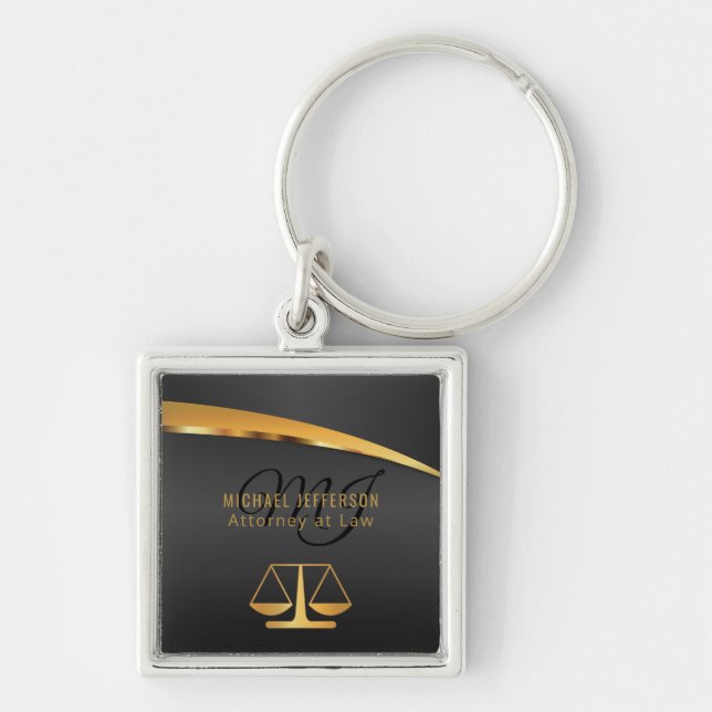 Porte-clés Monogram Attorney at Law - Black and Gold (Devant)
