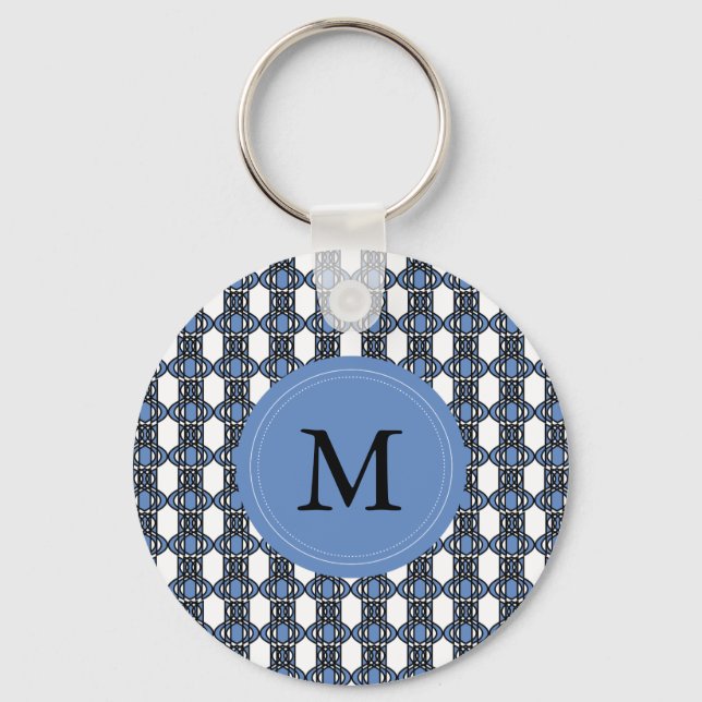 Porte-clés Monogram Blue Abstract Scarab Pattern (Recto)