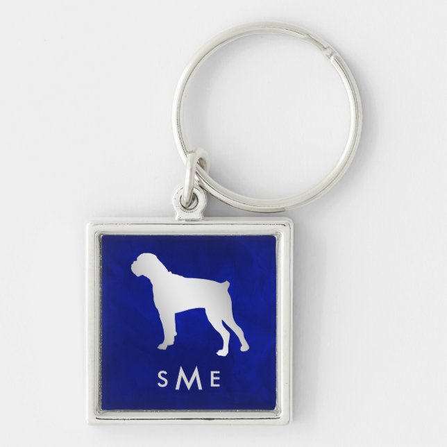 Porte-clés Monogram Blue Silver Boxer Dog (Devant)