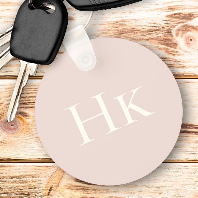 Porte-clés Monogram Blush Rose Ivory Monogrammed Initial (Créateur téléchargé)
