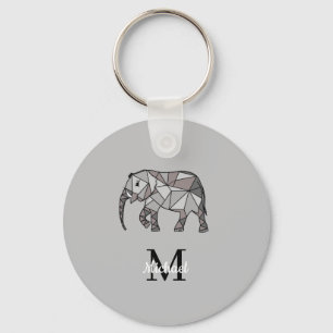 Porte-clés Monogram Cute Graphics Elephant Personalized Black