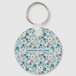 Porte-clés Monogram Flower Modern Minimalist Keychain