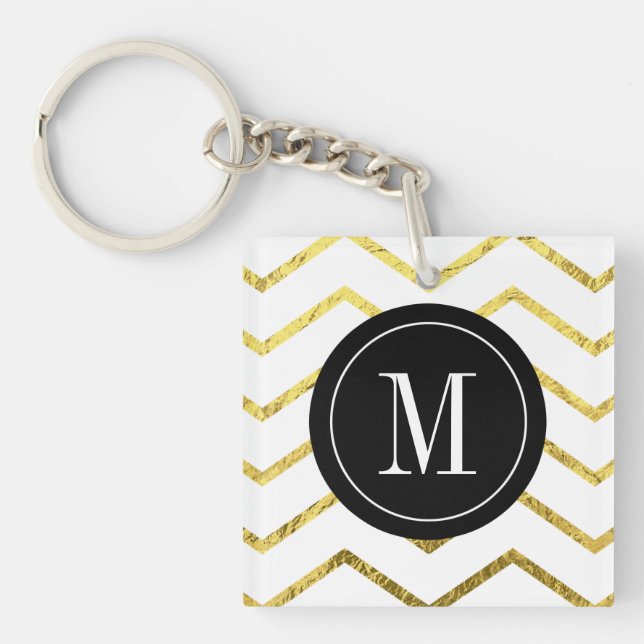 Porte-clés Monogram Gold Foil Chevron (Devant)