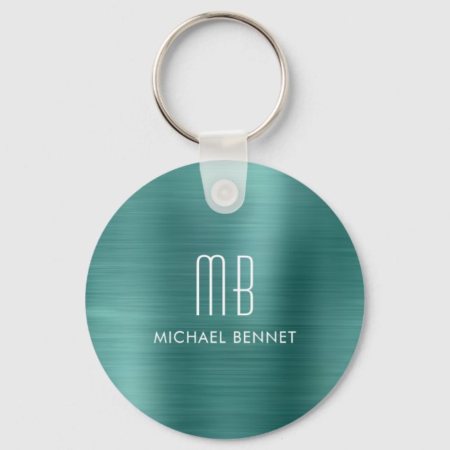Porte-clés Monogram Green Faux Brushed Metal (Recto)