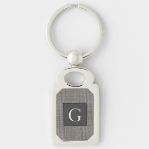 Porte-clés Monogram Grey Tweed Groomsman Bestman Mariage Cade