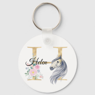 Porte-clés Monogram horse cute floral girly equestrian name  