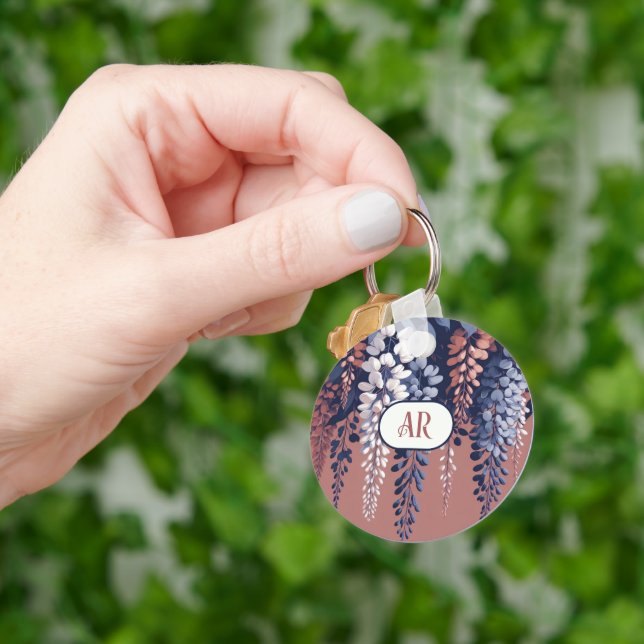 Porte-clés Monogram Marine Rose Wisteria Élégance (main)