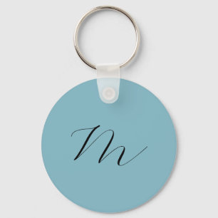 Porte-clés Monogram Solide Blue Pastel Minimaliste Profession