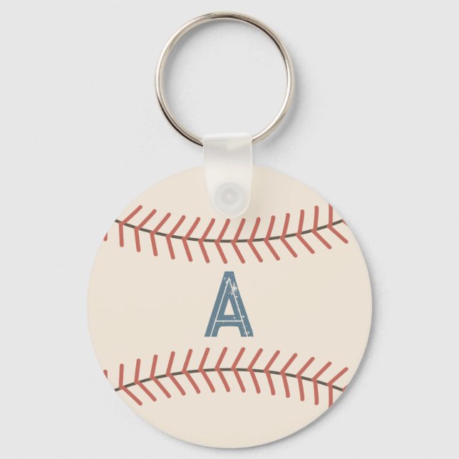 Porte-clés Monogram Vintage Baseball Keychain Gift (Recto)