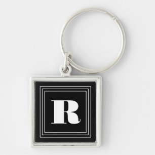 Porte-clés Monogramme 3 cadres Noir et blanc