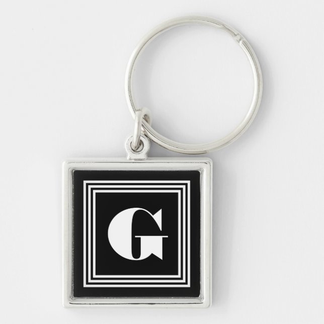 Porte-clés Monogramme 3 trames en gras | Noir et blanc (Devant)