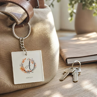Porte-clés monogramme à couronne personnalisée d'a