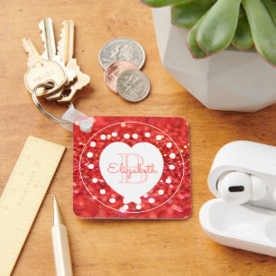 Porte-clés Monogramme à double face Parties scintillant corai