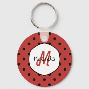 Porte-clés Monogramme à pois rouges