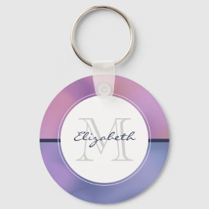 Porte-clés Monogramme Abstrait moderne violet et rose